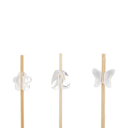 Pixy Clear Acrylic Bead Bamboo Pick - Assorted Styles - 3 1/2" x 1/2" x 1/2" - 1000 count box