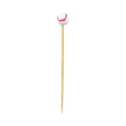 Pixy White and Red Bamboo Baseball Pick - Hand-Painted - 4" - 1000 count box