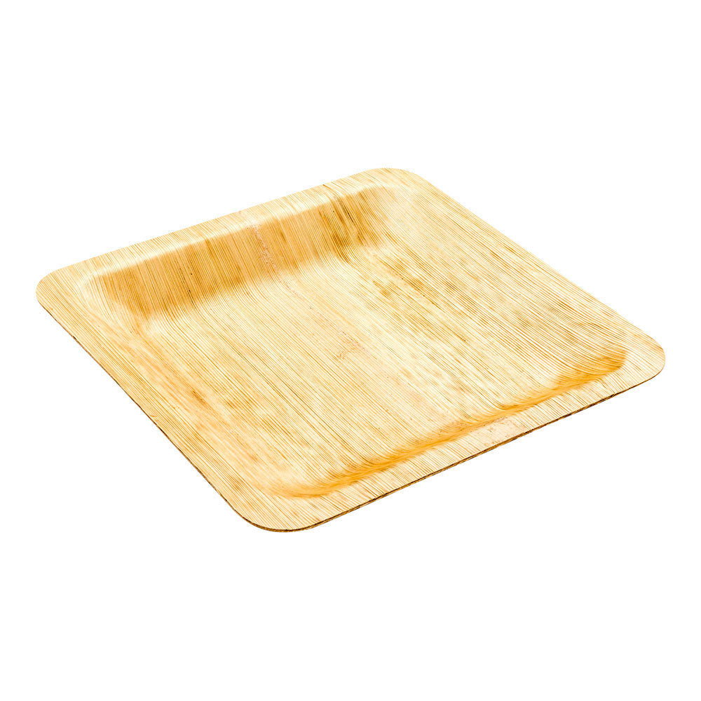 Bambuddha Square Natural Bamboo Leaf Large Plate - 8" x 8" x 1/2" - 50 count box