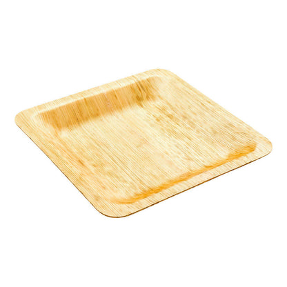Bambuddha Square Natural Bamboo Leaf Large Plate - 8" x 8" x 1/2" - 50 count box