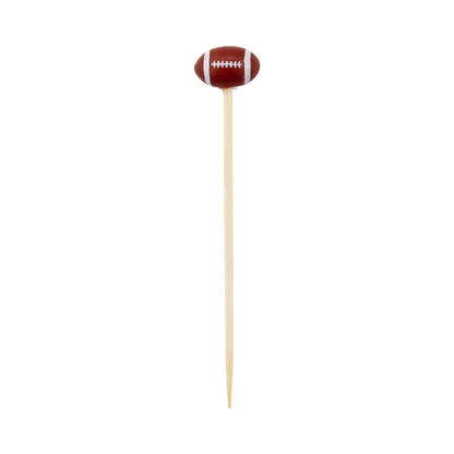 Pixy Brown and White Bamboo Football Pick - Hand-Painted - 4" x 3/4" x 1/2" - 1000 count box