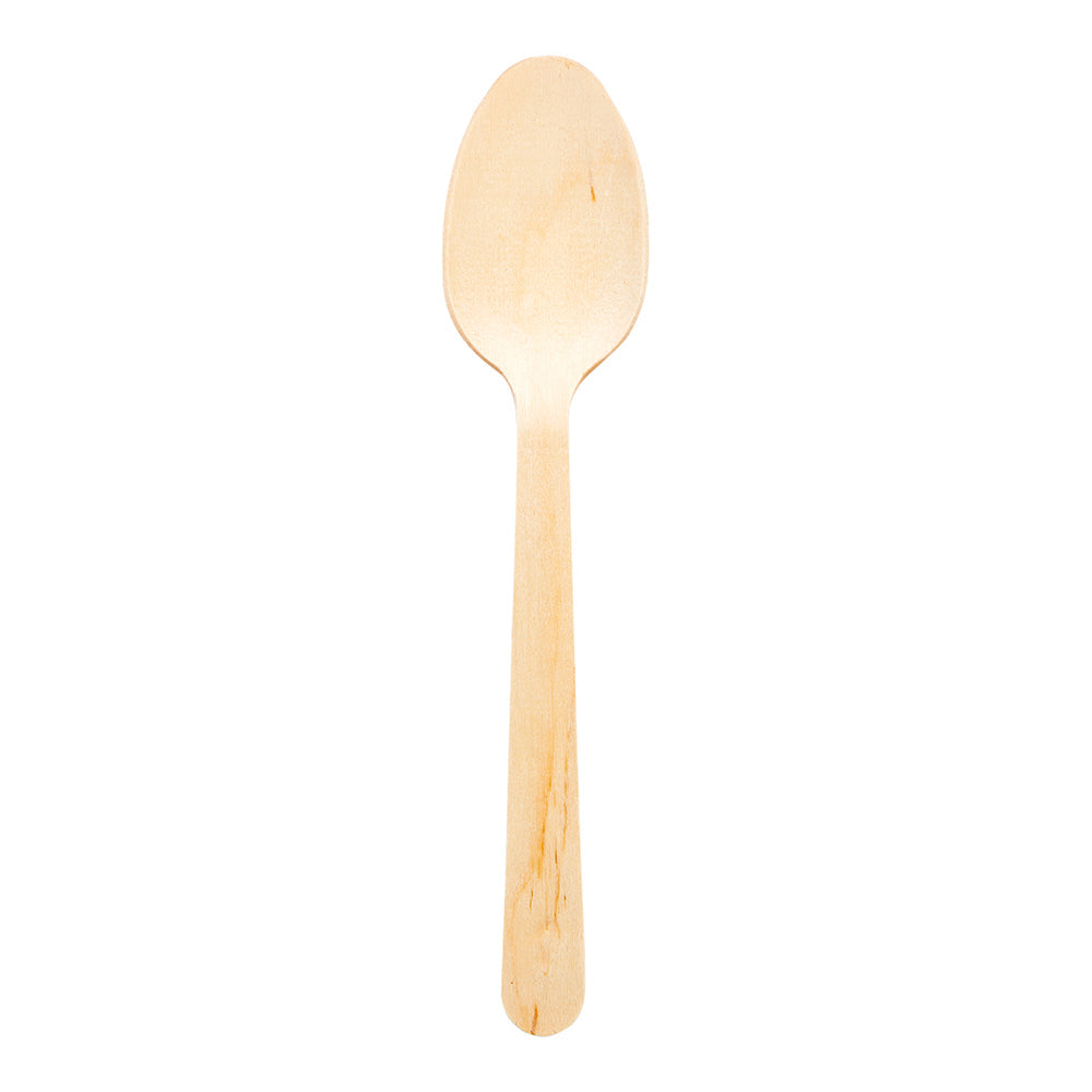 Taipei Natural Wood Spoon - 6 1/2" x 1 1/2" x 3/4" - 500 count box