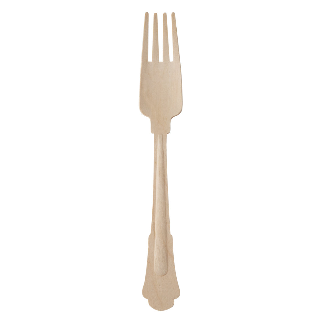 Taipei Natural Wood Baroque Fork - 7 3/4" x 1 1/4" x 1/2" - 500 count box