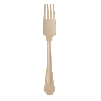 Taipei Natural Wood Baroque Fork - 7 3/4" x 1 1/4" x 1/2" - 500 count box