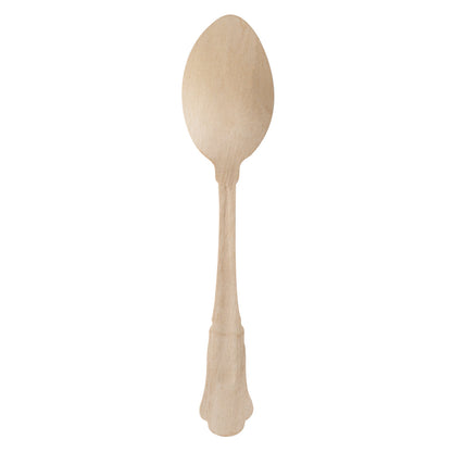 Taipei Natural Wood Baroque Spoon - 7 3/4" x 1 1/4" x 1/2" - 500 count box