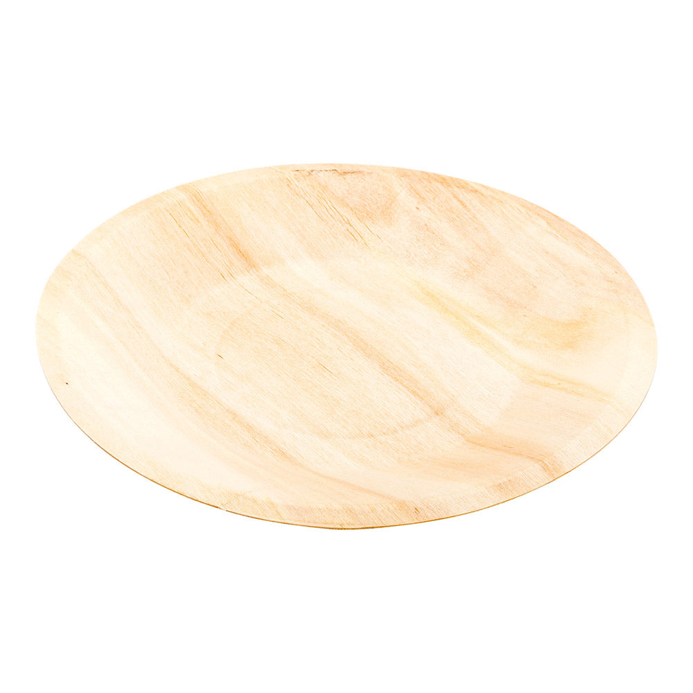 Taipei Round Natural Wood Plate - 7 1/2" x 7 1/2" x 1/2" - 200 count box