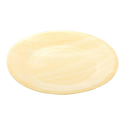Taipei Round Natural Wood Plate - 8 1/2" x 8 1/2" x 1/2" - 200 count box