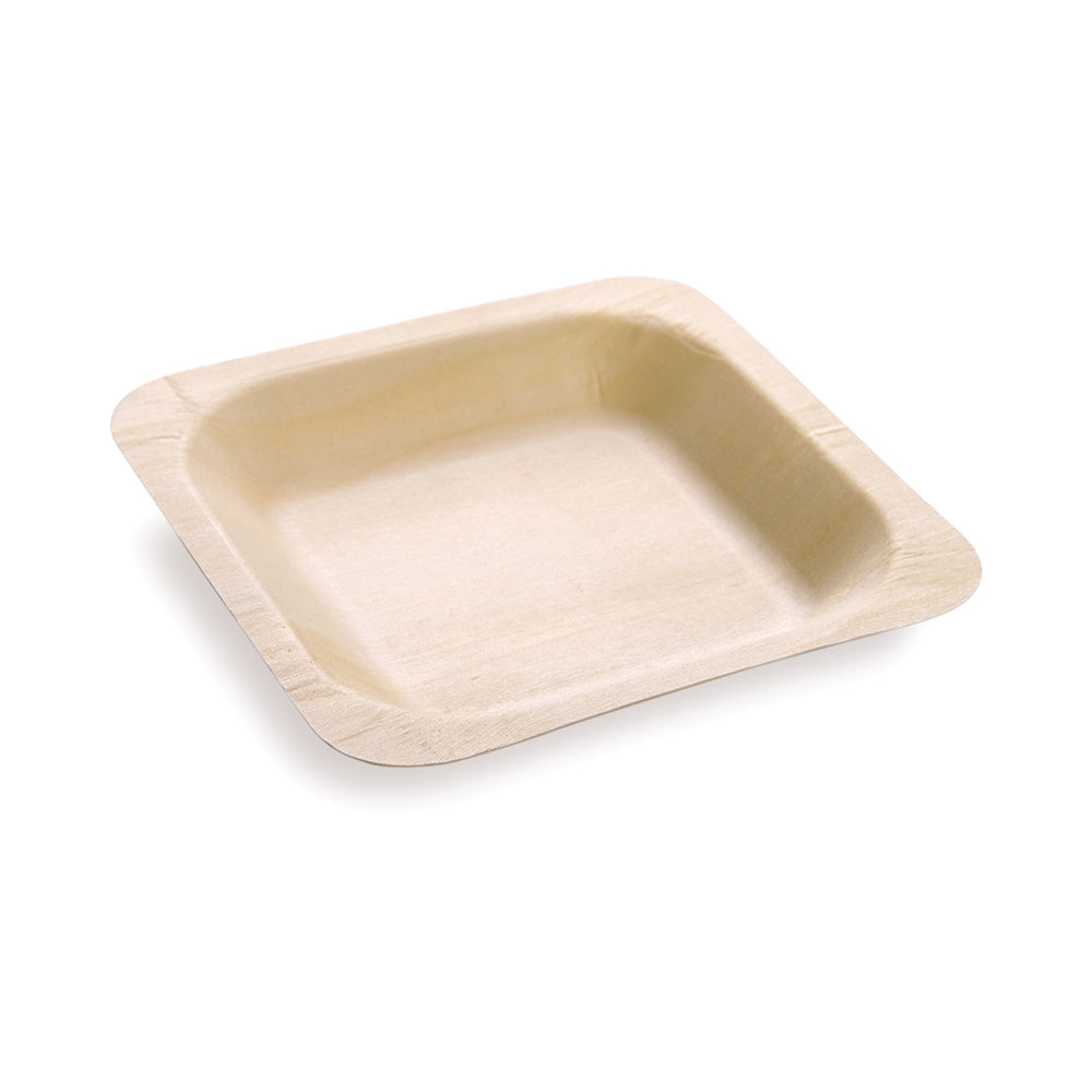 Taipei Square Natural Wood Plate - 4 1/2" x 4 1/2" x 1/2" - 200 count box