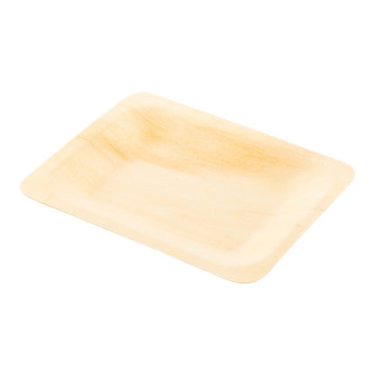 Taipei Rectangle Natural Wood Plate - 4 3/4" x 3 1/2" x 1/2" - 200 count box