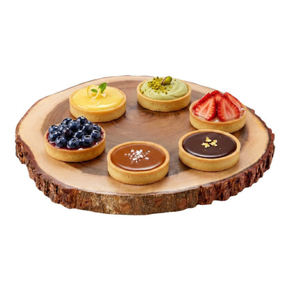Voga Round Natural Wood Serving Board - Bark Edges - 12" x 12" x 1" - 1 count box