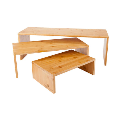 Eco Display Rectangle Natural Bamboo Display Stand - 3 Sizes - 8" x 24" x 8" - 1 count box
