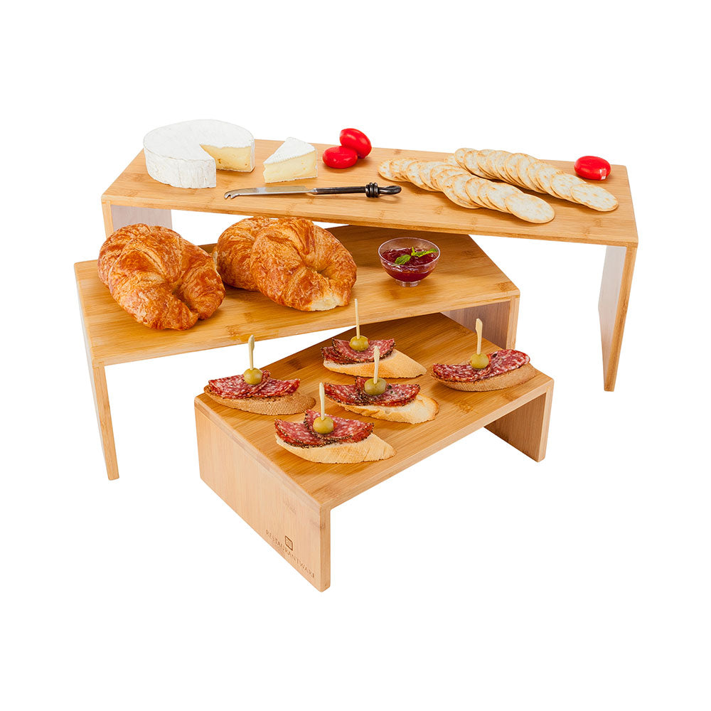 Eco Display Rectangle Natural Bamboo Display Stand - 3 Sizes - 8" x 24" x 8" - 1 count box