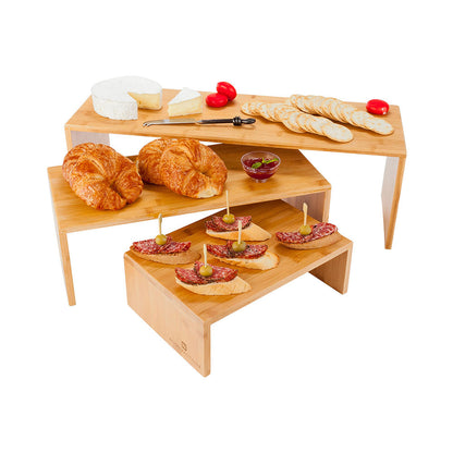 Eco Display Rectangle Natural Bamboo Display Stand - 3 Sizes - 8" x 24" x 8" - 1 count box