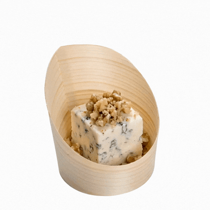 Taipei 4 oz Round Natural Wood Mini Incline Cup - 2 1/2" x 2 1/2" x 2 3/4" - 100 count box