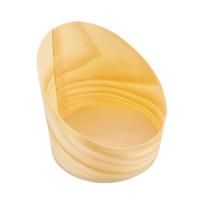 Taipei 7 oz Round Natural Wood Medium Incline Cup - 3 1/4" x 3 1/4" x 3 1/2" - 100 count box