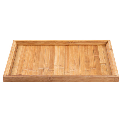 Bambuddha Rectangle Natural Bamboo Tray - Slatted - 14 1/2" x 10 1/2" x 1" - 1 count box