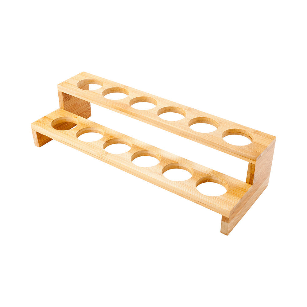 Bambuddha Rectangle Natural Bamboo Cone Stand - 12 slots, Multi-Level - 13 1/2" x 5" x 3 1/2" - 1 count box