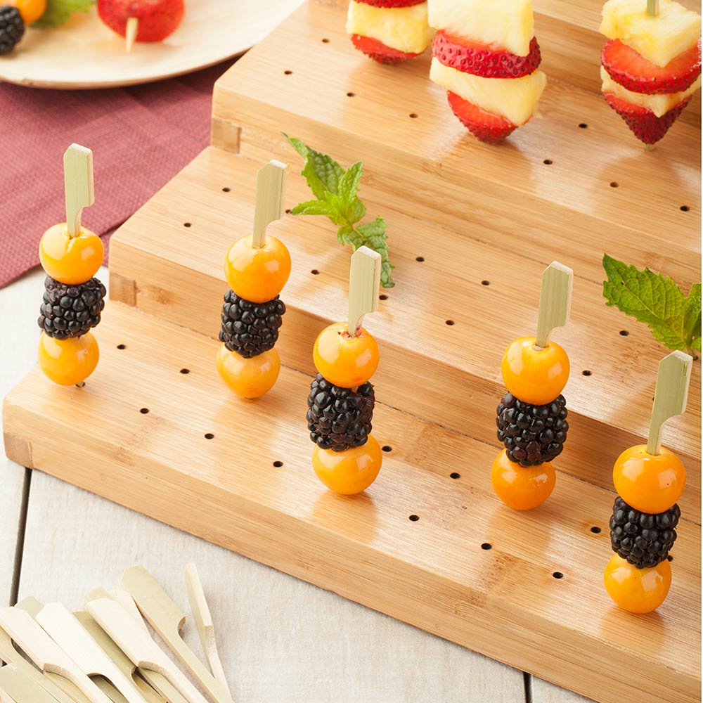 Pixy Natural Bamboo Pick Stand / Skewer Holder - 180 holes - 14 1/4" x 14 1/4" x 5 3/4" - 1 count box