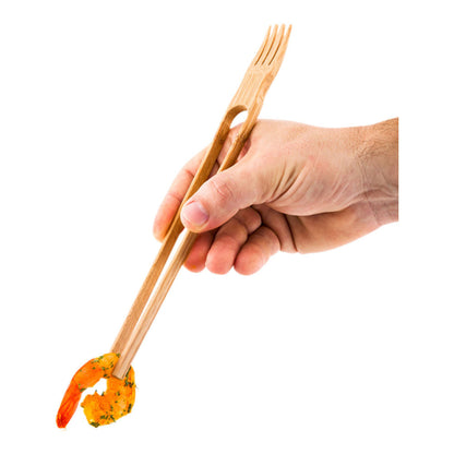 Bambuddha Natural Bamboo Chop Fork Duo Utensil - 10" x 1 1/2" x 1/2" - 100 count box