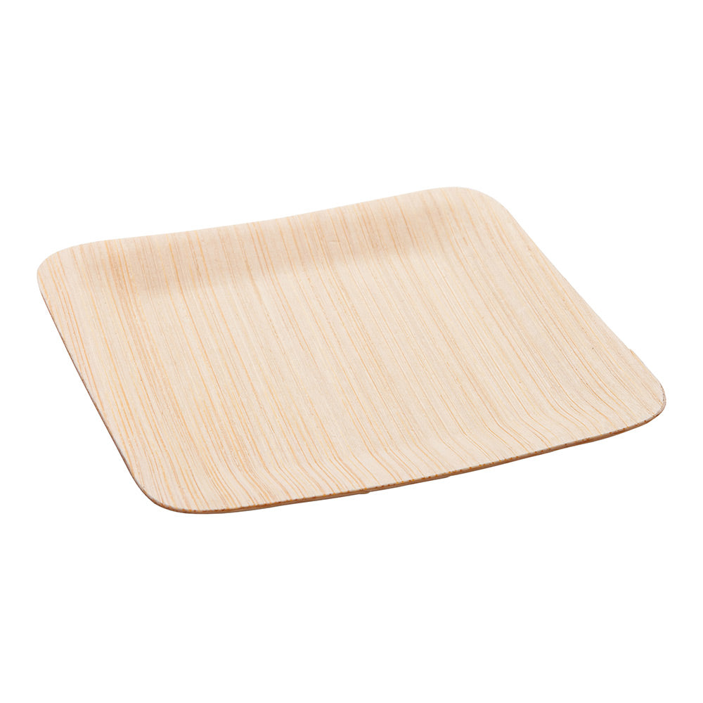 Bambuddha Square Natural Bamboo Veneer Plate - 3 1/2" x 3 1/2" x 1/2" - 100 count box