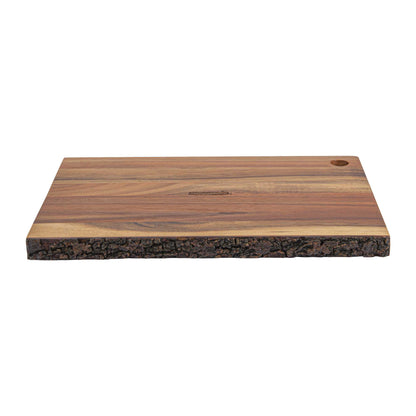 Eco Display Rectangle Natural Acacia Serving Board - Varnished, Bark Edges - 12" x 8" x 3/4" - 1 count box