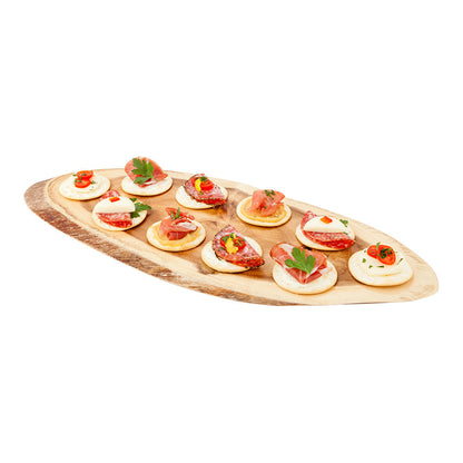 Eco Display Oval Natural Acacia Serving Board - Varnished - 20" x 8" x 3/4" - 1 count box