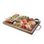 Eco Display Campagna Rectangle Natural Wood Large Serving and Cutting Board - Chrome Hardware - 23 1/2" x 14" x 1" - 1 count box