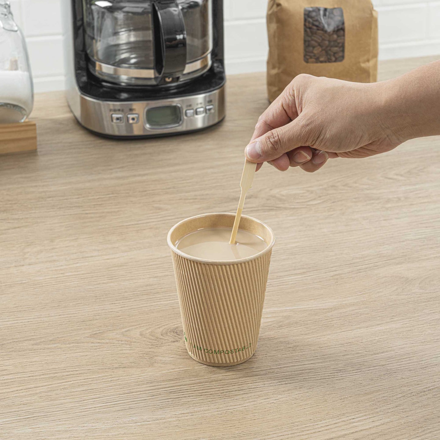 Restpresso Natural Bamboo Paddle Coffee Stirrer - 6" - 1000 count box