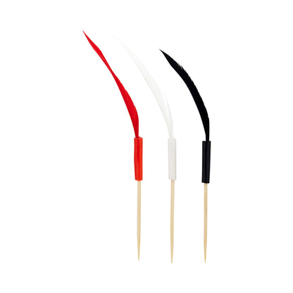 Pixy Assorted Bamboo Quill Feather Pick - 4" - 500 count box