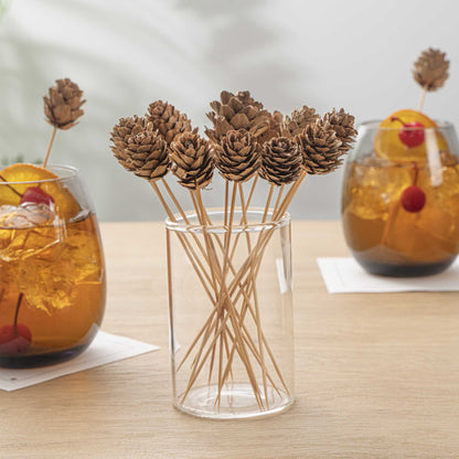 Pixy Natural Bamboo Mini Pine Cone Skewer - 6" x 3/4" x 3/4" - 500 count box