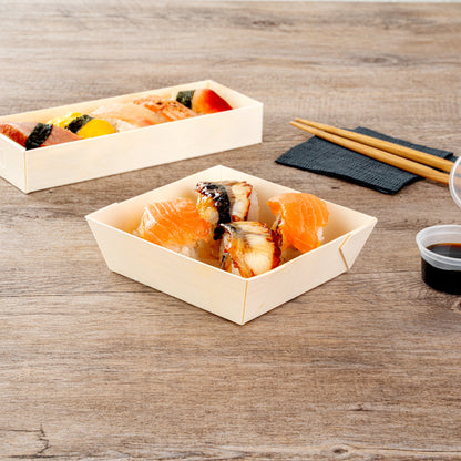 Taipei 14 oz Square Poplar Flare Container - 4 3/4" x 4 3/4" x 1 1/2" - 100 count box