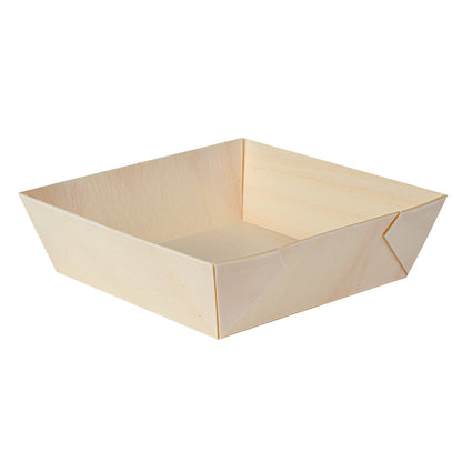 Taipei 14 oz Square Poplar Flare Container - 4 3/4" x 4 3/4" x 1 1/2" - 100 count box