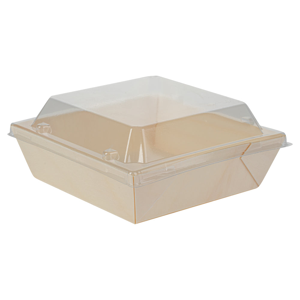 Taipei Clear Plastic Lid - Fits Square Poplar Flare Container - 100 count box