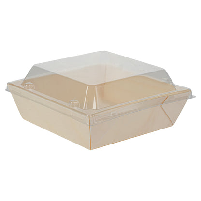 Taipei Clear Plastic Lid - Fits Square Poplar Flare Container - 100 count box