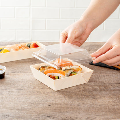 Taipei Clear Plastic Lid - Fits Square Poplar Flare Container - 100 count box