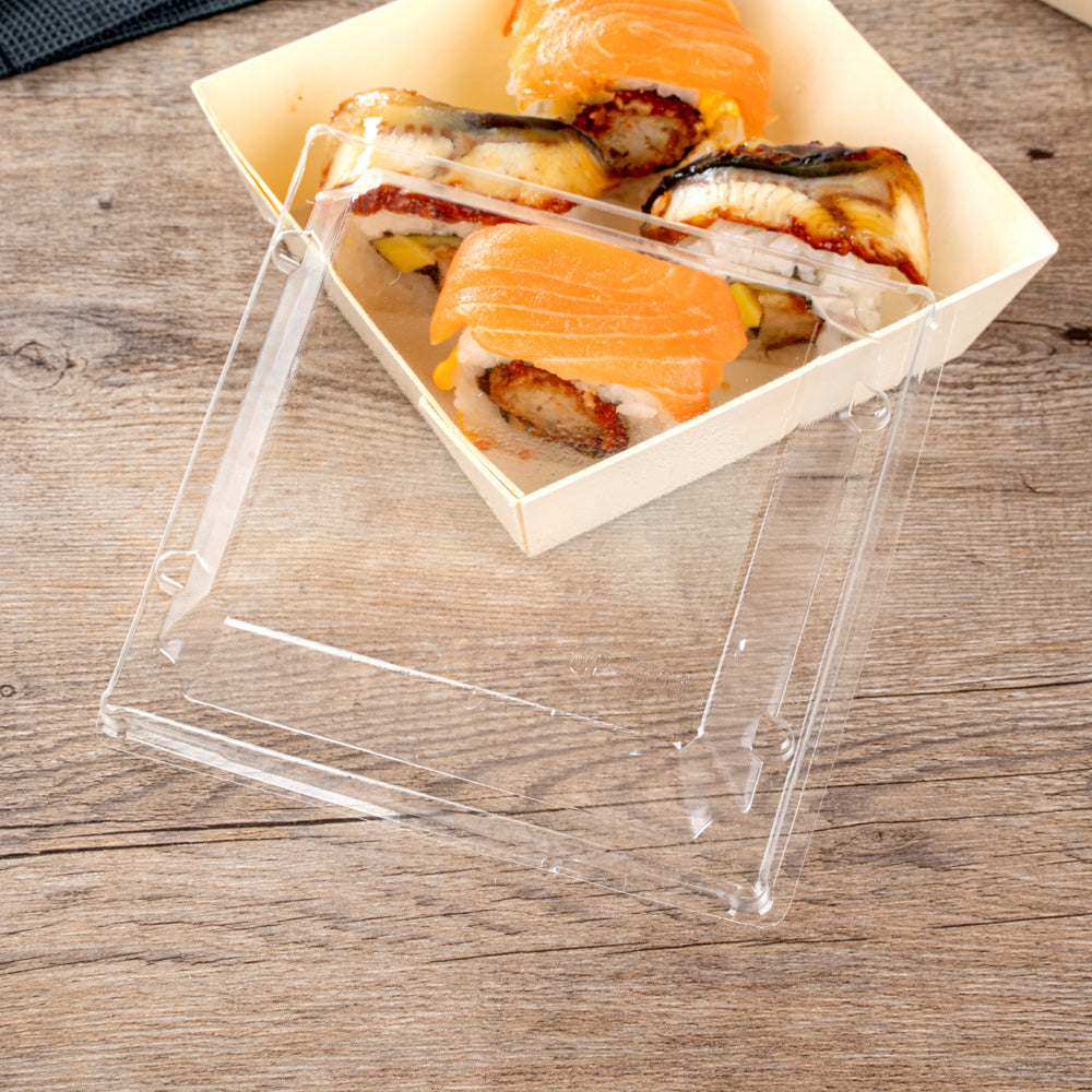 Taipei Clear Plastic Lid - Fits Square Poplar Flare Container - 100 count box