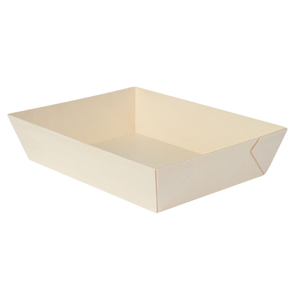 Taipei 20 oz Rectangle Poplar Short Flare Container - 6 1/2" x 4 3/4" x 1 1/2" - 100 count box