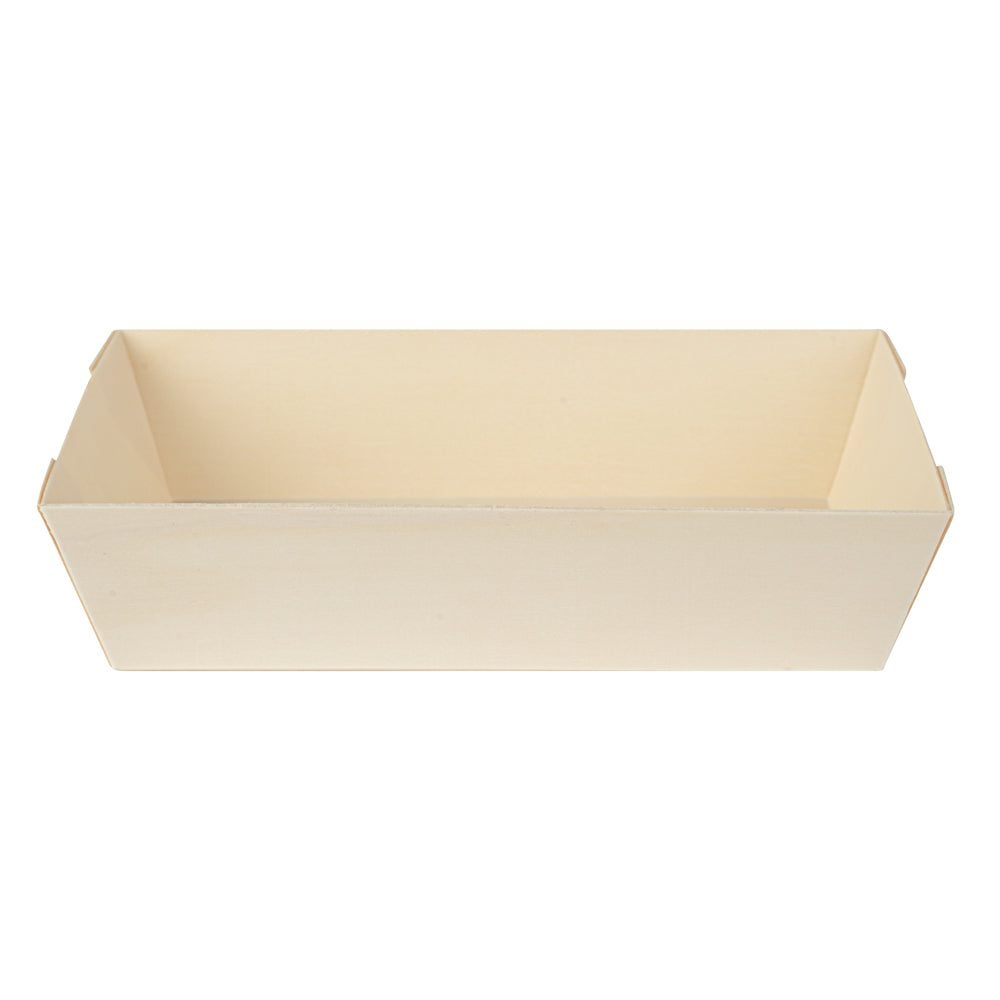 Taipei 20 oz Rectangle Poplar Short Flare Container - 6 1/2" x 4 3/4" x 1 1/2" - 100 count box