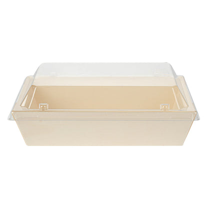 Taipei Clear Plastic Lid - Fits Rectangle Poplar Short Flare Container - 100 count box