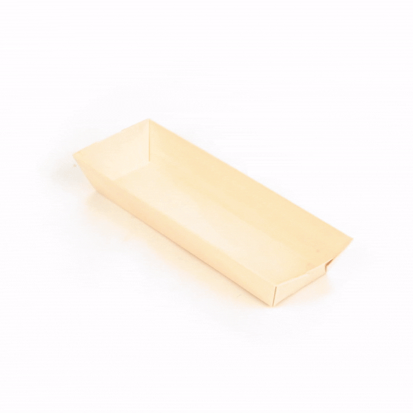 Taipei 9 oz Rectangle Poplar Long Flare Container - 7 3/4" x 2 3/4" x 1 1/4" - 100 count box