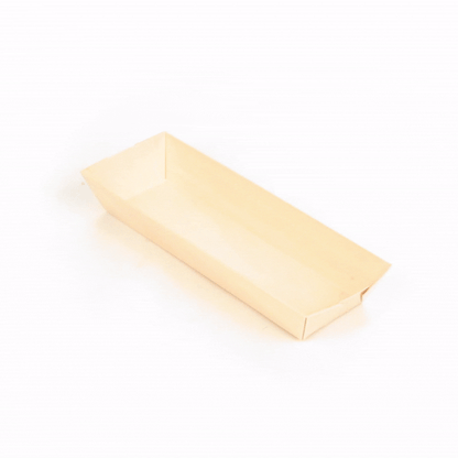 Taipei 9 oz Rectangle Poplar Long Flare Container - 7 3/4" x 2 3/4" x 1 1/4" - 100 count box