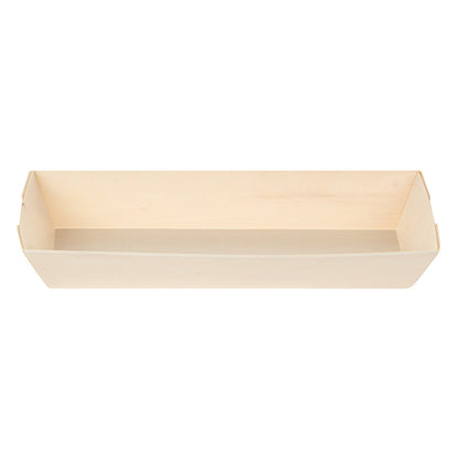 Taipei 9 oz Rectangle Poplar Long Flare Container - 7 3/4" x 2 3/4" x 1 1/4" - 100 count box