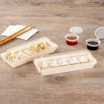 Taipei Clear Plastic Lid - Fits Rectangle Poplar Long Flare Container - 100 count box