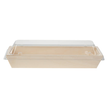 Taipei Clear Plastic Lid - Fits Rectangle Poplar Long Flare Container - 100 count box
