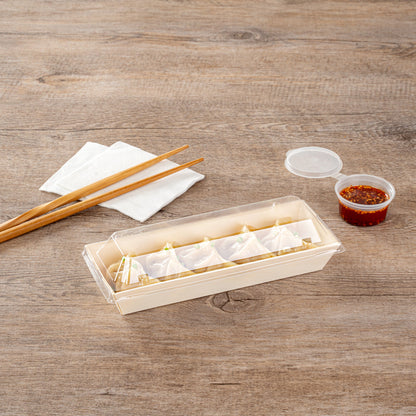 Taipei Clear Plastic Lid - Fits Rectangle Poplar Long Flare Container - 100 count box