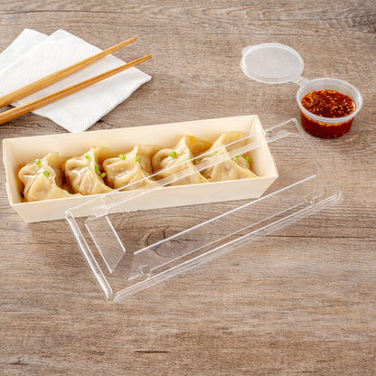 Taipei Clear Plastic Lid - Fits Rectangle Poplar Long Flare Container - 100 count box