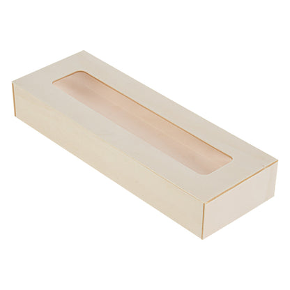 Taipei 9 oz Rectangle Poplar Container - with Window Flap Lid - 100 count box