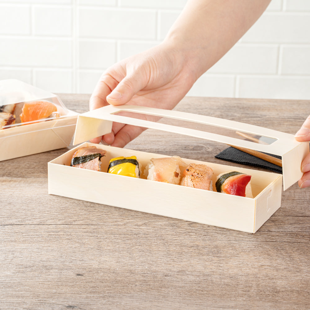 Taipei 9 oz Rectangle Poplar Container - with Window Flap Lid - 100 count box