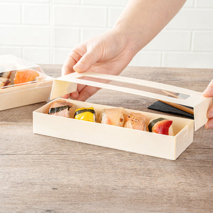 Taipei 9 oz Rectangle Poplar Container - with Window Flap Lid - 100 count box