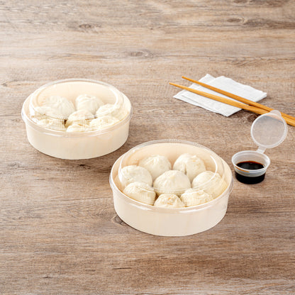 Taipei 16 oz Round Poplar Small Container - 6" x 6" x 1 3/4" - 100 count box